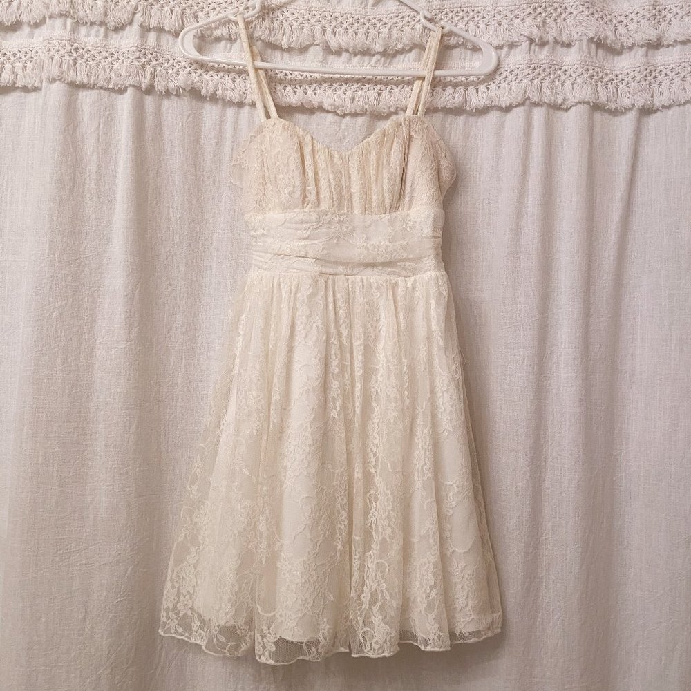 Speechless Empire Waist Lace Dress, White